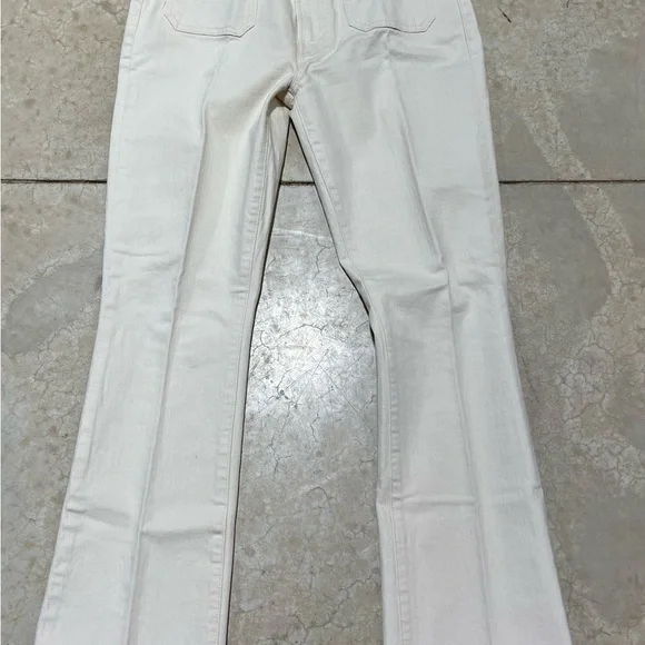 MOTHER The Patch Pocket High-Rise Flare Jeans in Cream - Picture 4 of 12